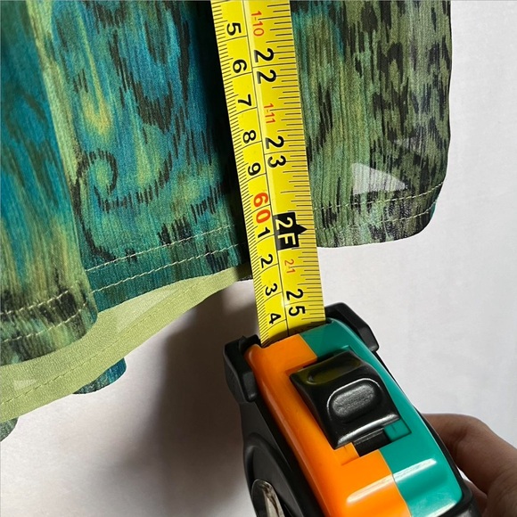 sheer turquoise blue green patterned midi skirt - Picture 4 of 7